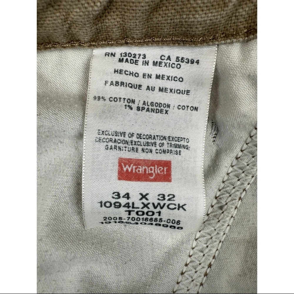 Wrangler Carpenter Jeans Mens 34 X 32 Khaki Cotton Workwear Straight Leg Comfort - Picture 3 of 5